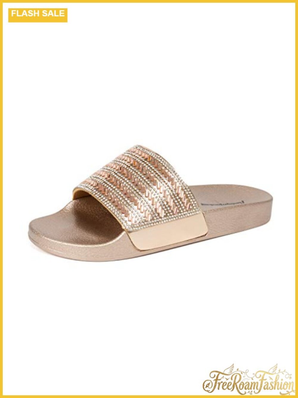 Glitter Rhinestone Slide Sandals Flat Slip On Summer Beach